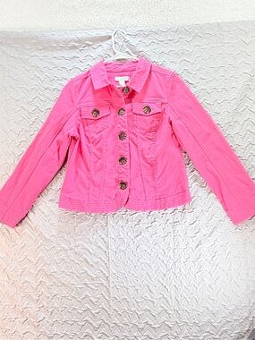 Christopher & Banks Women’s Pink Stretch Denim Jacket Size Small Blazer